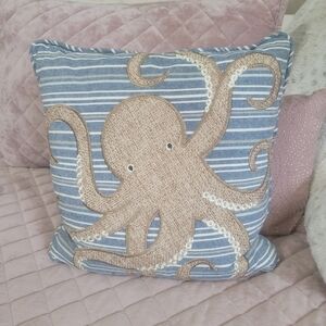Secret Celebrity Blue and Tan Octopus Throw Pillow